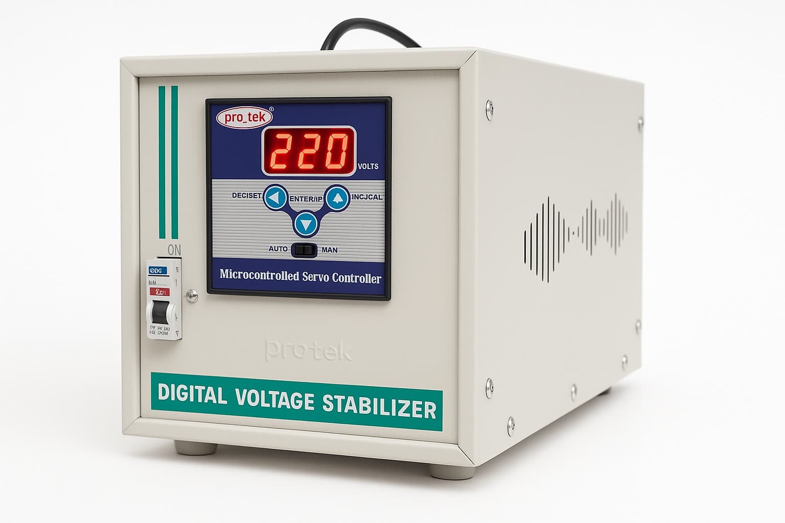 Smart Digital Voltage Stabilizer – Front View
